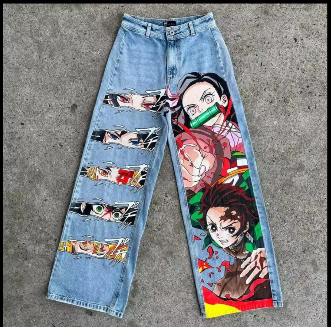 One Piece Anime Jeans - Etsy