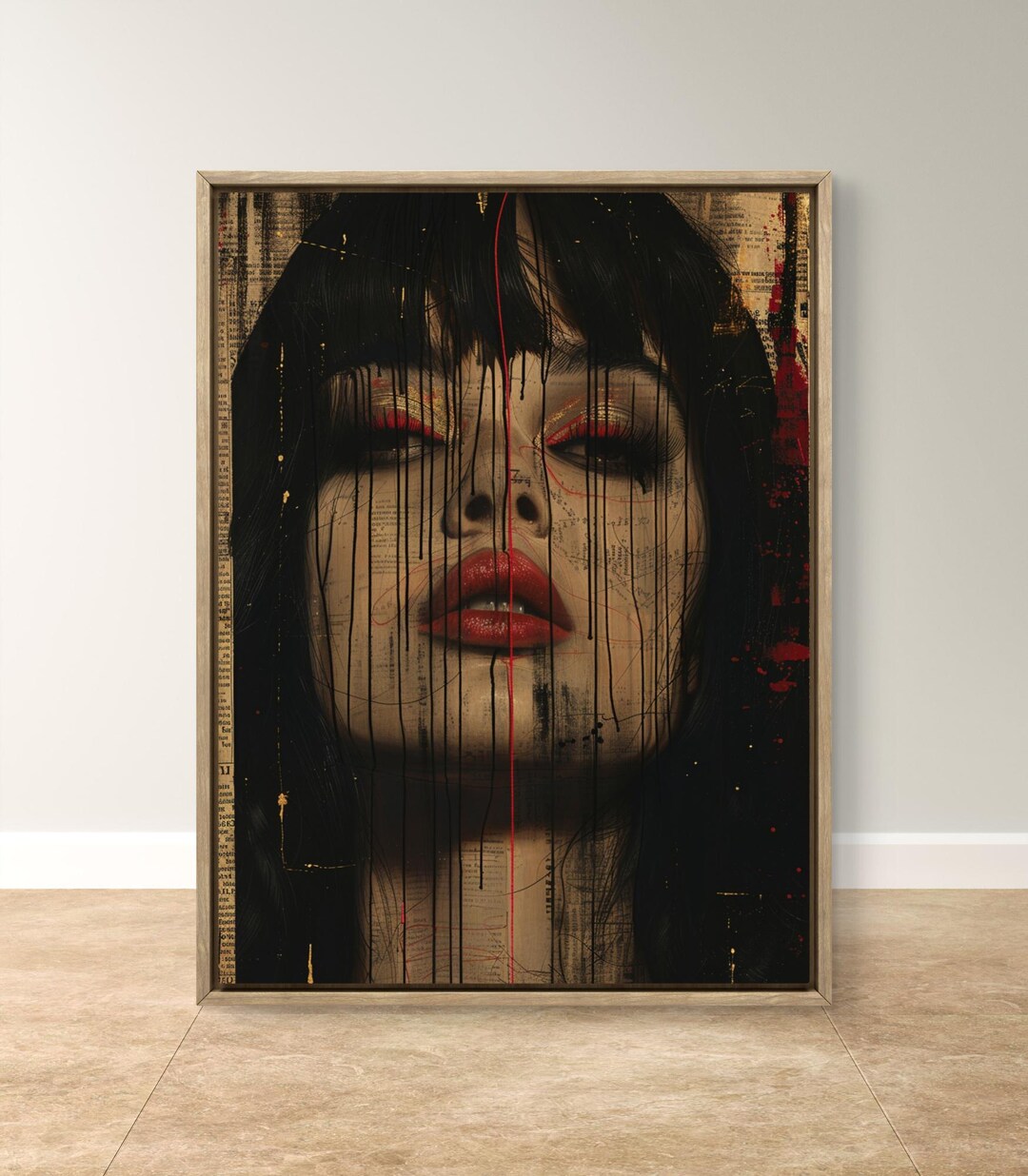 Moody Gothic Wall Art, Dark Feminine Portrait Print, Woman Face Poster ...