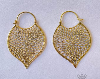 Messing bladoorbellen | Handgemaakte etnische sieraden | Cadeau voor haar