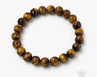 Tiger Eye Natural Stone Bracelet, Healing Crystal , 8mm Stretch Bracelet, Gift for Men & Women