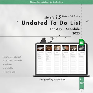 Simple Undated To-Do List Spreadsheet, Work & Task Checklist Template for Google Sheets, Printable and Easy To Use, Digital Download