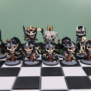 Skeleton Chess Set (BLACK Pieces ONLY) - Set of 16 Miniatures