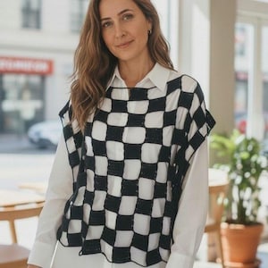 Loose Fit Black Crochet Shirt, Oversized Geometric Fishnet Top,Breathable Poncho, Sheer Festival Tee, Convertible Grid Pattern Blouse