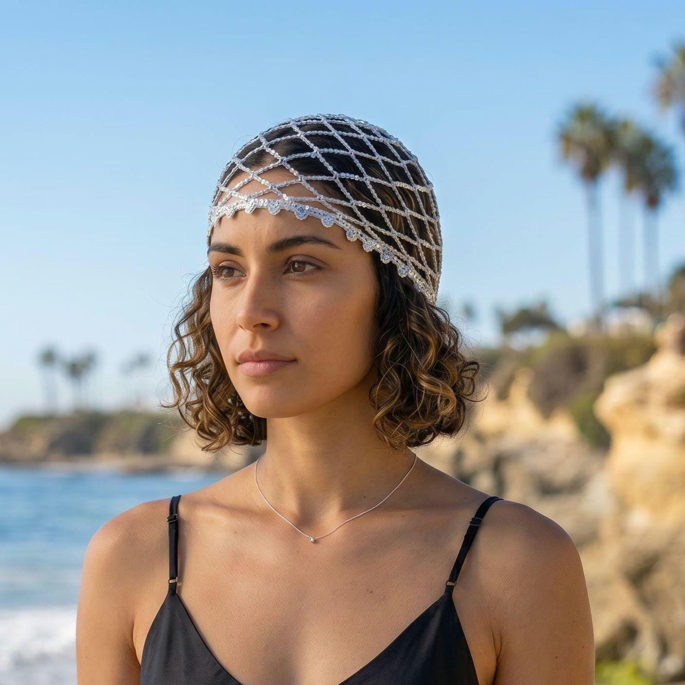 Crochet Hair Net Cap,Different Color Variety: Gold,Silver,Brown,Black