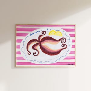 Giclée Fine Art Print, Handpainted Artwork, Contemporary Wall Art, Painting, Poster, Vibrant Still Life, Octopus / Pulpo Dish