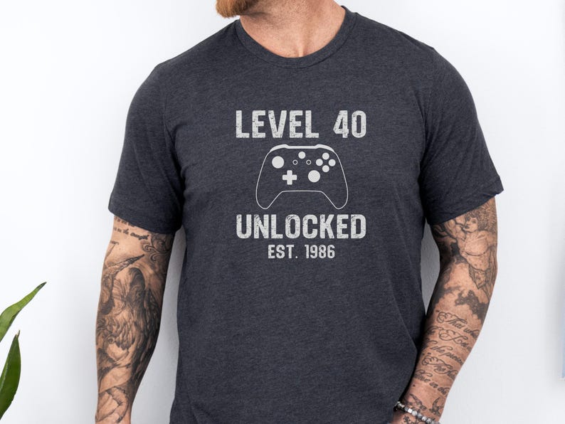 Level 40 Unlocked Shirt, Gamer Birthday Shirt, 1983 Birthday Gift, Vintage Video Game Shirt, 40th Birthday TShirt, Funny Gamer Tee