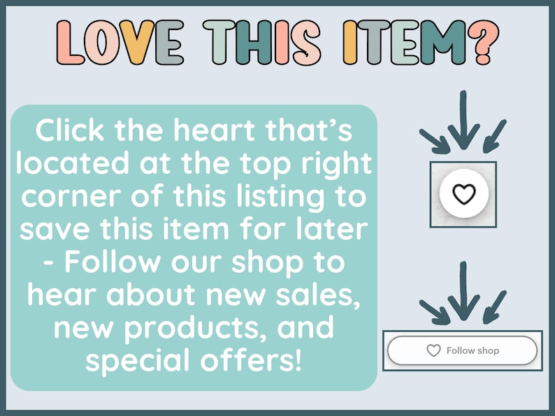 Love This Item, Save For Later, Follow Our Shop, New Sales, New Products, Special Offers, Trending Now, Must Have