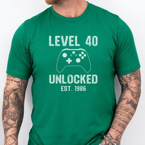 Level 40 Unlocked T-Shirt, Gamer Birthday Shirt, Vintage Gaming Tee, Retro Game Level Up, 1986 Birthday Gift, Video Game Lover Shirt