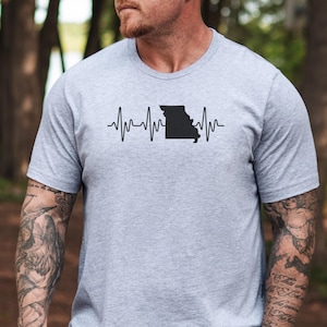 Missouri Heartbeat T-Shirt, State Pride Apparel, Show Your Love for Missouri, Missouri Gift Idea, Missouri Souvenir, T-Shirt for Missouri