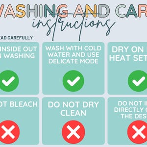 Washing and Care Instructions Wall Art, Laundry Room Decor, Wash Inside Out, Delicate Mode, Low Heat Dry, No Dry Clean, No Direct Iron