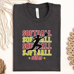 Softball Vibes T-Shirt, Girls Softball Tee, Sporty T Shirts, Gift for Softball Player, Motivational T Shirts, Funny T-Shirts, New Arrivals