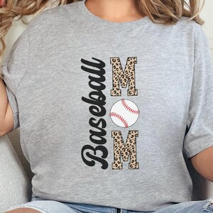 Baseball Mom T-Shirt, Leopard Print Baseball Mom Shirt, Cute Casual Baseball Tee, Unique Sports Mom Apparel, Gift for Baseball Moms