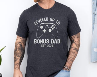 ボーナスパパにレベルアップ！2026年設立Tシャツ｜ゲーマー義父発表ギフト｜未来の義父ゲーミングTシャツ｜新米パパ父の日プレゼント
