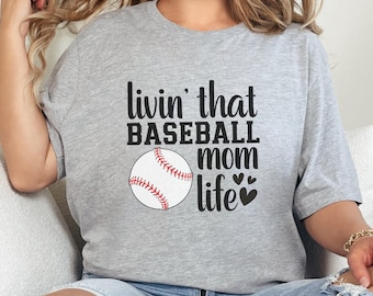 Livin dass Baseball Mom Life T-Shirt, sportliche Mutter T-Shirt, Baseball-Liebhaber, Geschenk für sie, Baseball Fan Bekleidung, Spieltag Shirt, Mom Geschenkidee