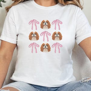 Cavalier King Charles Spaniel T-Shirt, Cute Dog Tee, Pink Bow Gift, Pet Lover Shirt, Unique Dog Design, Trendy Puppy Clothes