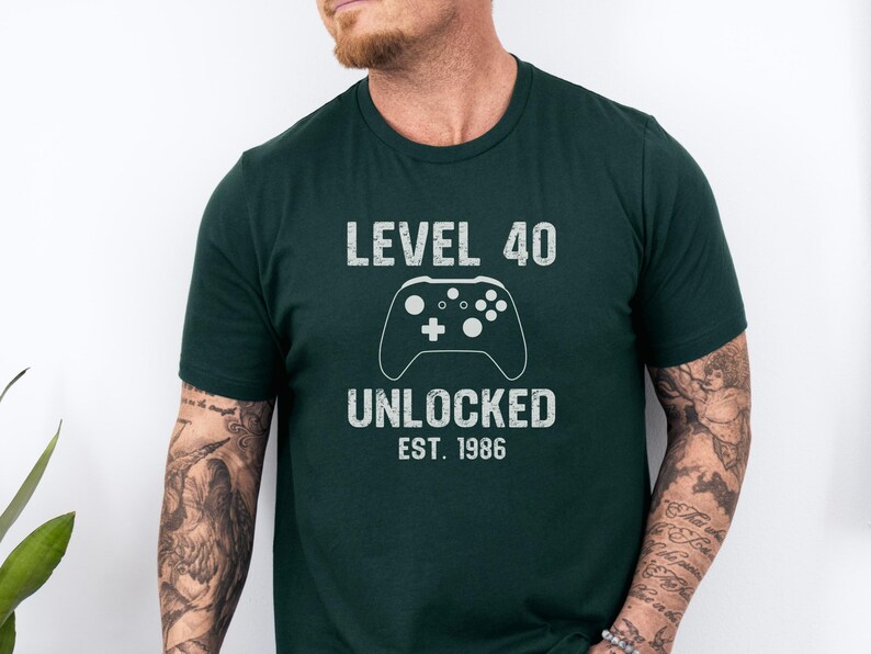 Level 40 Unlocked Shirt, 40th Birthday T-Shirt, Gamer Birthday Gift, Video Game Shirt, Funny 40th Birthday, Born in 1986 Shirt