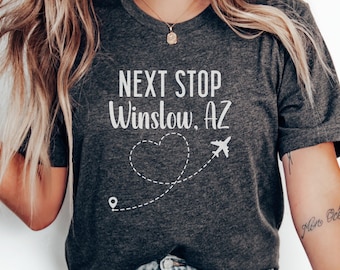 Winslow Arizona T-Shirt, Route 66 Souvenir Tee, Airplane Heart Travel Shirt, Arizona Gift, Road Trip T Shirt, Vacation Shirt