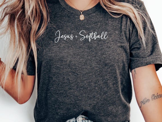 Jesus and Softball T-Shirt, Funny Sports Tee, Cute Softball Shirt, Christian Inspirational T-Shirt, Casual Graphic Tee for Women