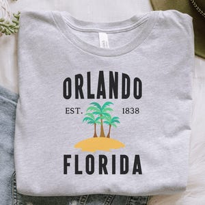 Orlando Florida T-Shirt, Established 1838 Graphic Tee, Florida Souvenir Shirt, Beach Palm Tree Design, Casual Vacation Shirt