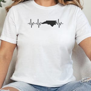 North Carolina Heartbeat Shirt, State Pride Graphic Tee, North Carolina Love, Casual Crewneck, Gift for Her, Unisex T-Shirt
