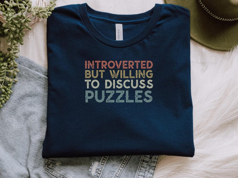 Introverted but willing to discuss puzzles shirt, casual graphic tee, gift for puzzle lovers, funny saying t-shirt, unique top