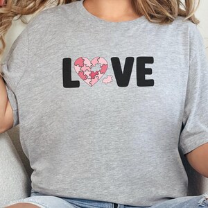 Heart Puzzle Love T-Shirt, Puzzle Piece Heart Tee, Love Puzzle Shirt, Heart Puzzle Graphic Tee, Cute Heart Puzzle T-Shirt