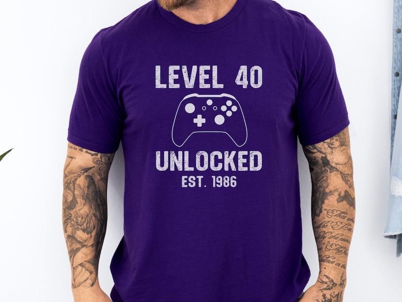 Level 40 Unlocked Shirt, Birthday Gift for Gamers, Gamer Birthday Shirt, 40th Birthday Gift, Vintage Gaming Shirt, Est. 1986 Tee