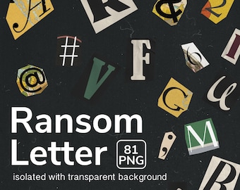 Ransom Letter PNG Alphabet: Vintage Collage Cutout Letters (Digital Download)