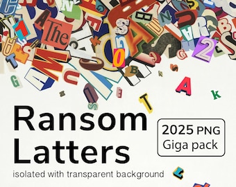 Ransom Letters PNG Bundle: 2025 Magazine Cutout Clipart