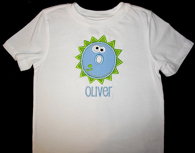 Lt Blue and Lime Green Custom Personalized Applique DINOSAUR ALPHABET and NAME Bodysuit or Shirt