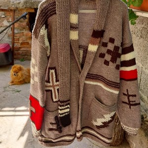 Hand-Knit Wool Western Cardigan: Ralph Lauren Inspired Cowichan Sweater