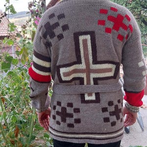 Hand-Knit Wool Western Cardigan: Ralph Lauren Inspired Cowichan Sweater
