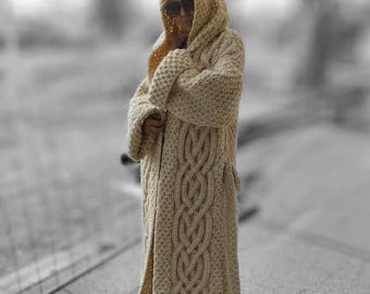 Y's WOOL BLEND JERSEY KNITTED COAT サイズ2 785-CABLE-KNIT-SIDE-ZIP-COAT-