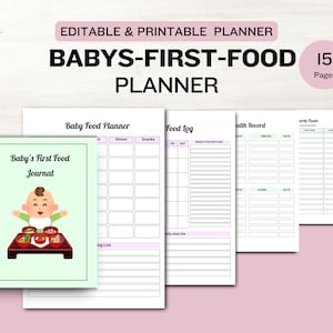 Baby’s First Food Journal | Editable Canva & Printable PDF | Baby Feeding Tracker, Milestone Log, Growth and Nutrition Diary