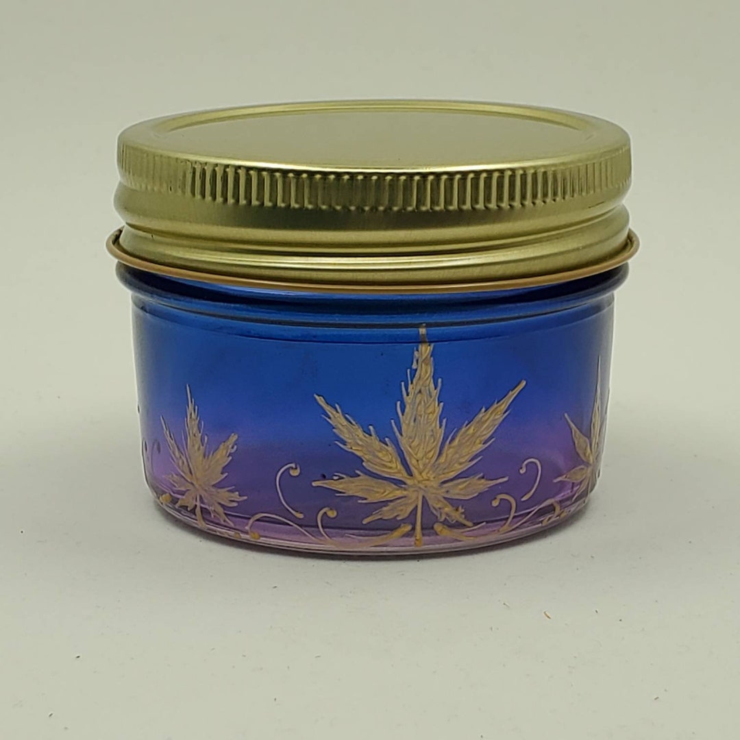Hand Stained Hand Painted Glass Nug Jar Wide Mouth Purple Etsy
