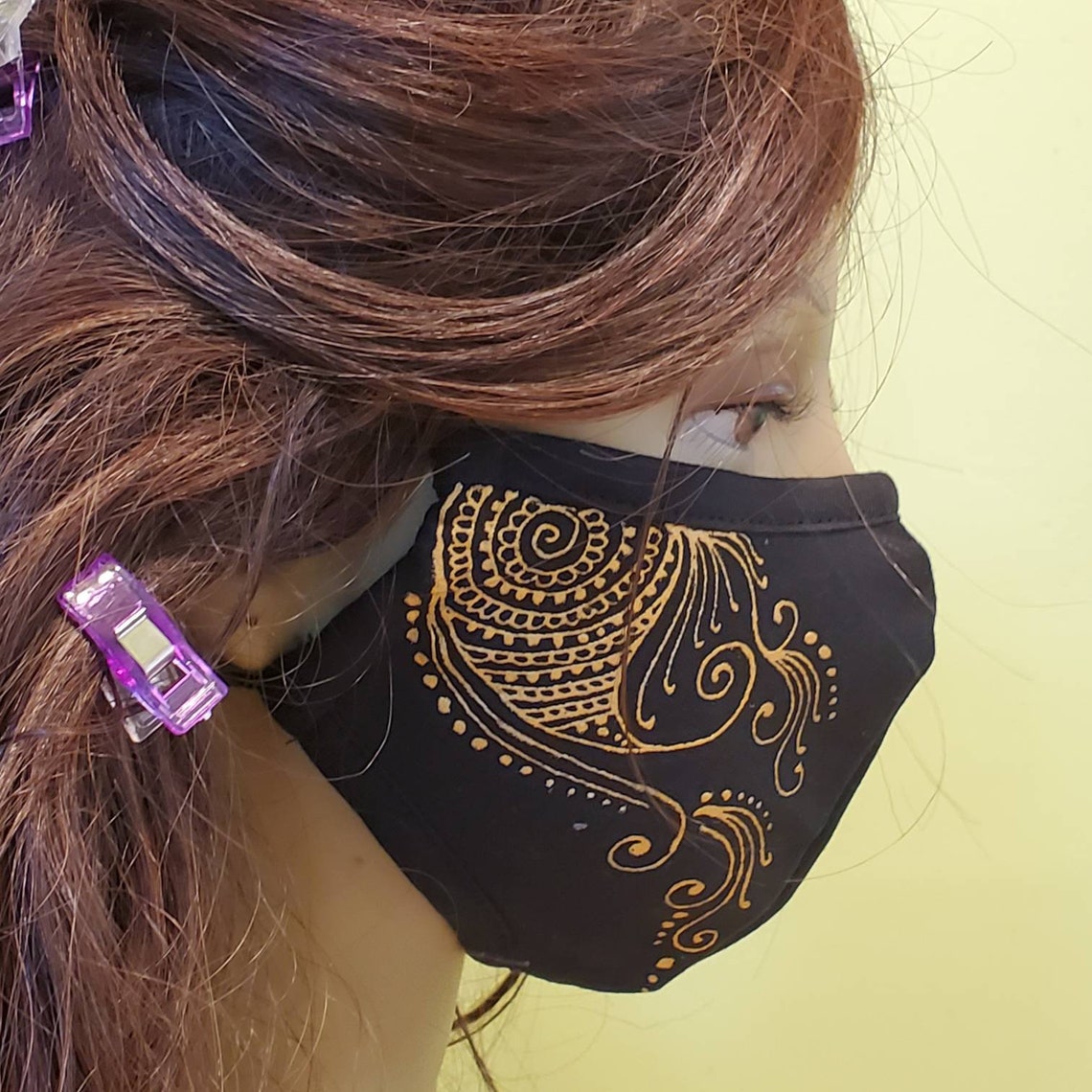 Hand painted face mask henna inspired designs that are Etsy