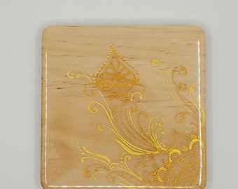 Hand painted wood coasters sealed with resin