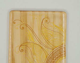 Hand painted wood coasters sealed with resin