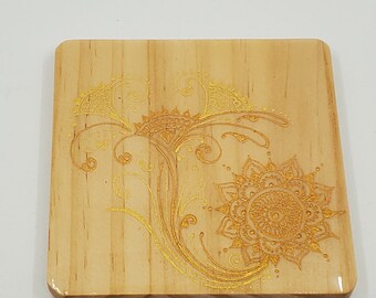 Hand painted wood coasters sealed with resin