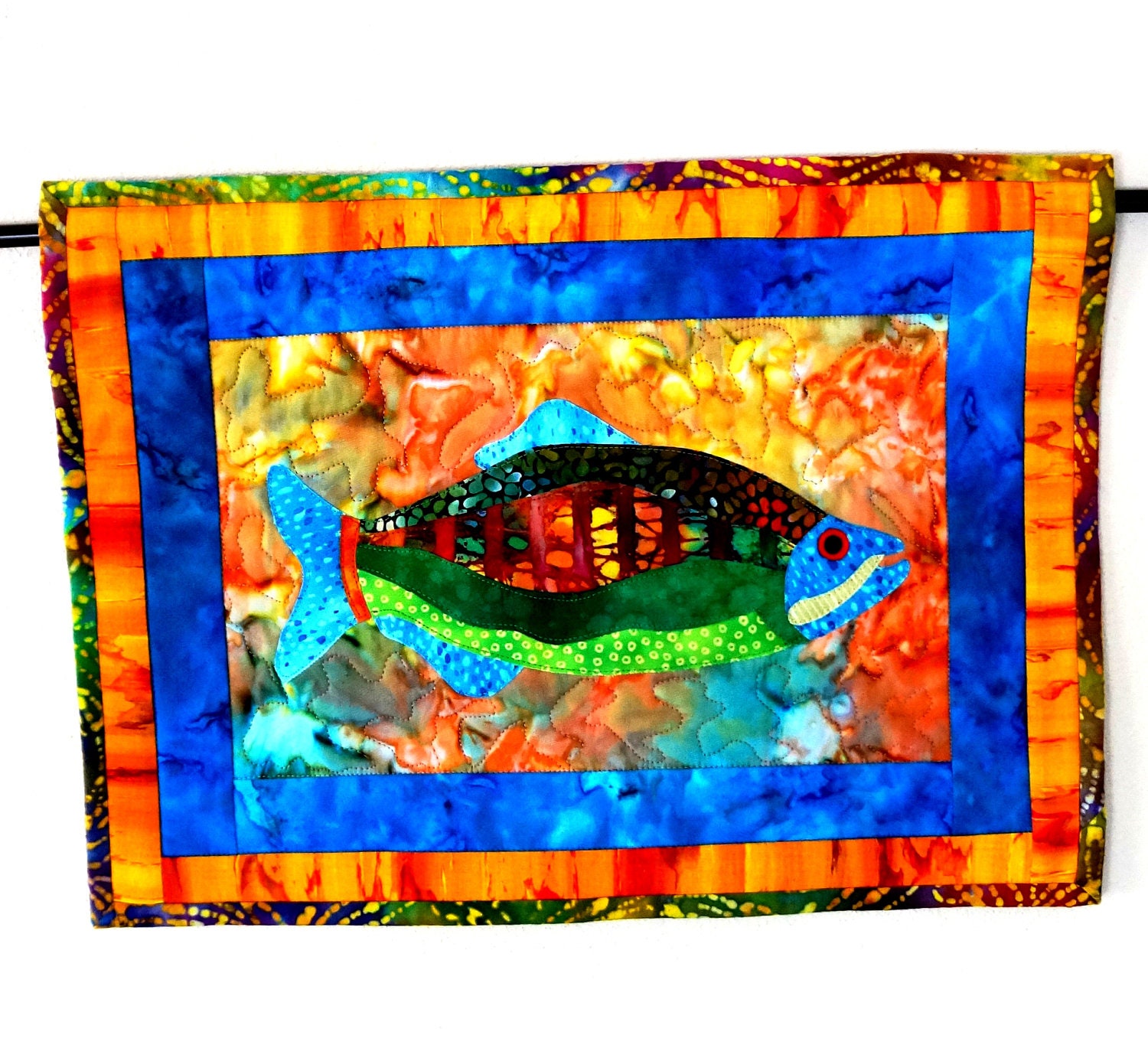Wall Art Quilt Fish Wall Hanging Batik Beach House