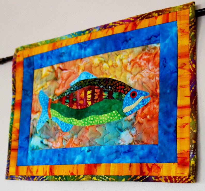 Wall Art Quilt Fish Wall Hanging Batik Beach House