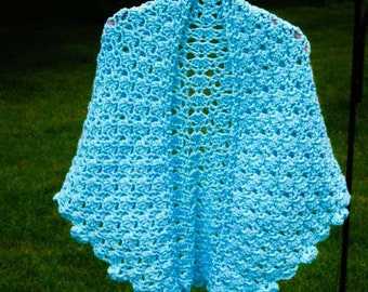 Shawl Aqua Blue Wrap Crochet Boho Shawl Three Corner Stole Turquoise Shoulder