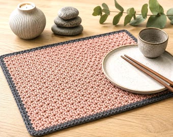 Patrón en PDF para juego de manteles individuales de ganchillo, decoración de mesa de estilo rústico moderno, punto de ganchillo de algodón fácil.