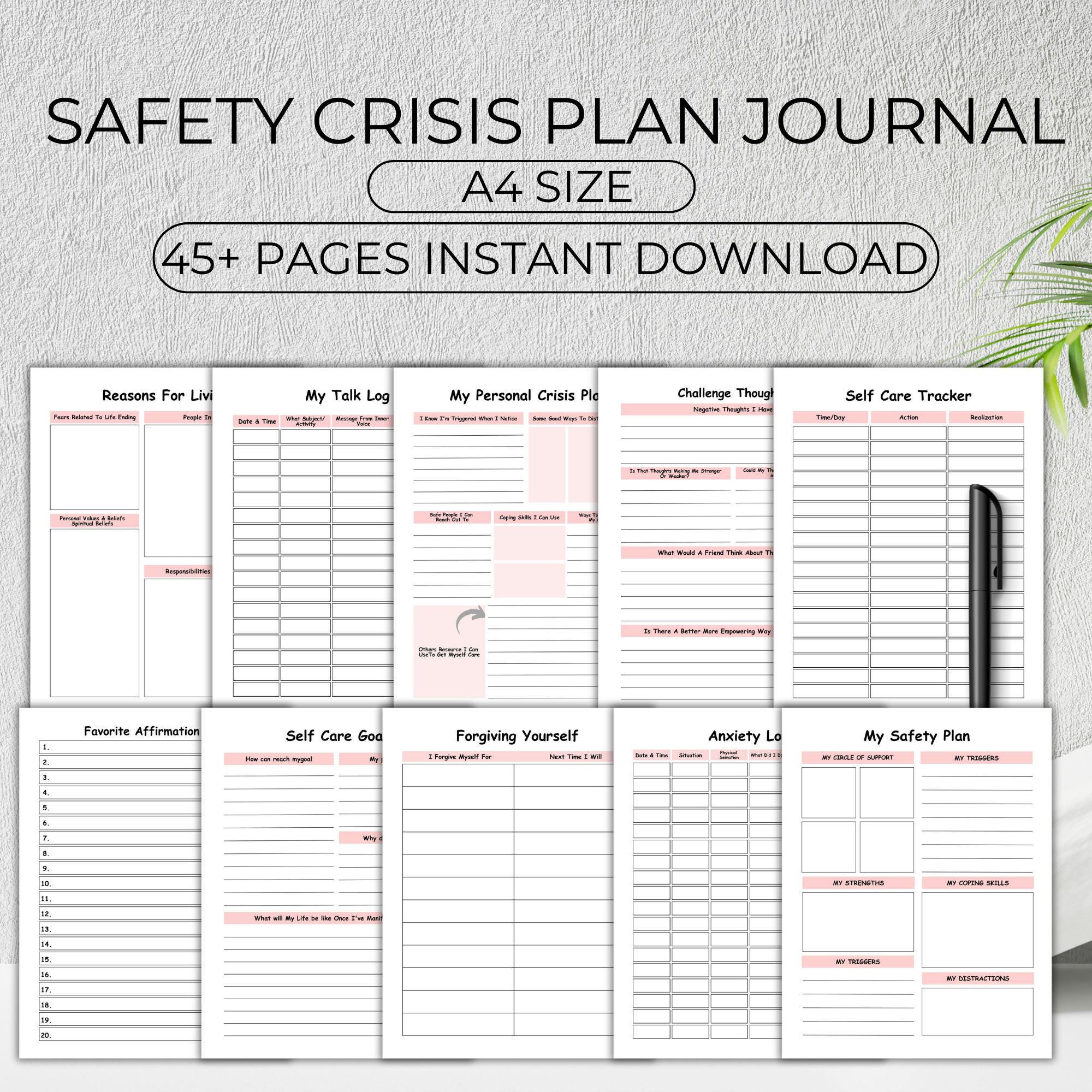 Crisis Safety Plan, Safety Crisis Plan Worksheet, Safety Plan Template ...