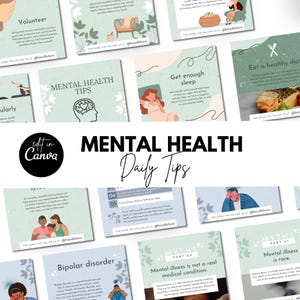 Daily Tips for Mental health templates, Mental health posts, Mental health social media, Self-love templates, Self-care templates, Wellness