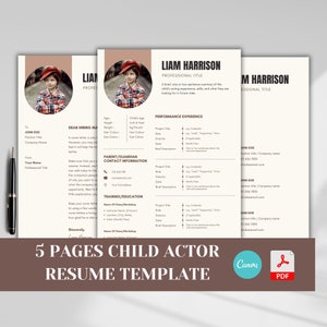 Actor Resume Template Dancers Canva Actor Template Film Kids Acting Resume Template Word Easy to Edit Template for Castings Auditions