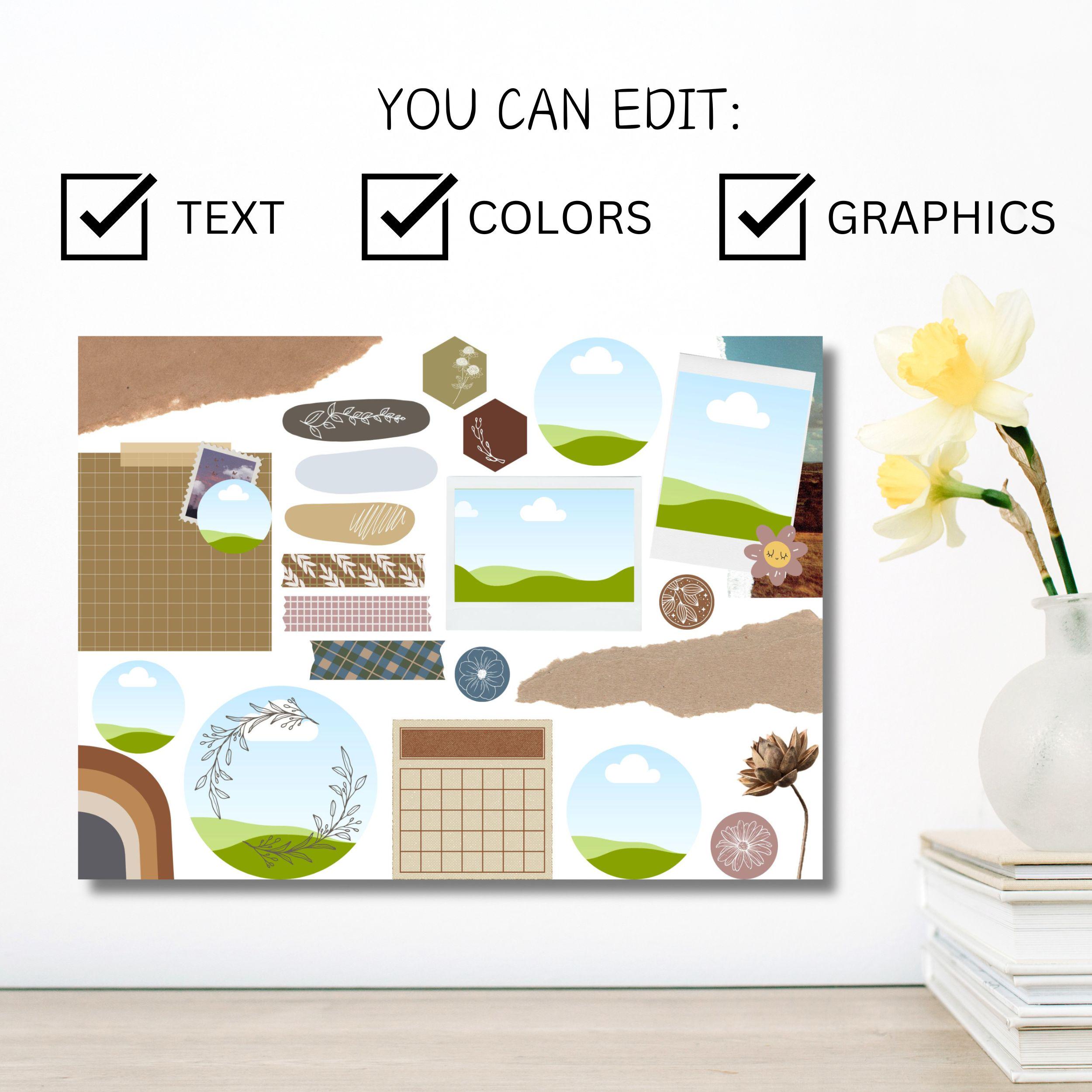 Canva Sticker Template for Cricut, Printable Planner Stickers, Editable ...