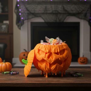 Melting Pumpkin Candy Bowl | Melted Treatkeeper Spooky Halloween Treat Holder