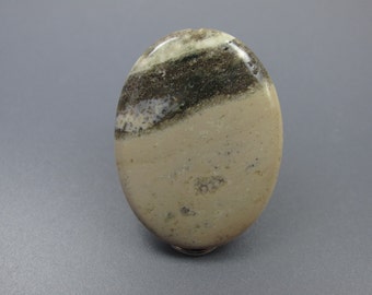 40mm Beige Ocean Wave Jasper Oval 1 Pc YO3280