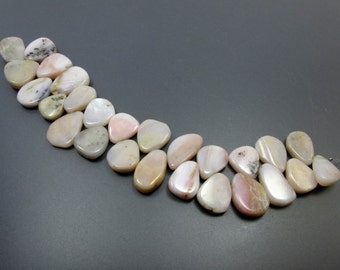 Pink Opal, Peruvian Pink Opal Beads Organic Drop Shape Loose Beads 7.5 Inches YP3263